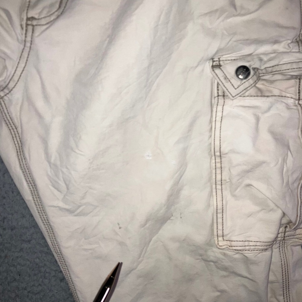 Carhartt Cargo Pants Men 42x30 Relaxed Fit Cream Work Grunge Thrashed Fit 40x29 - Picture 5 of 16